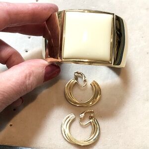 Avon vintage cuff bracelet and clip earrings
